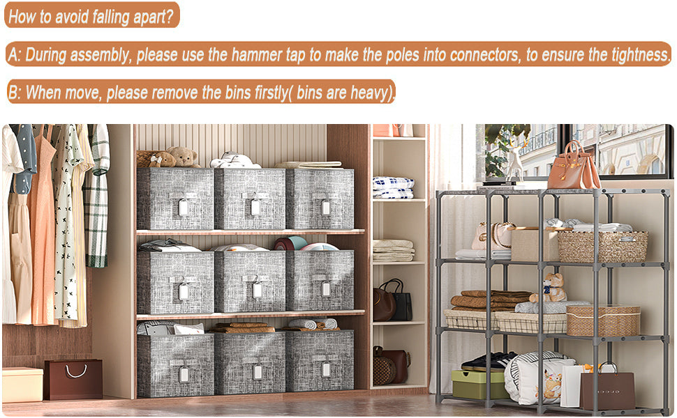 LUKYTOWER 9 Cube Closet Organizers and Storage with Beautiful Printed Cube Storage Organizer Drawers + Labels,9 Cube Storage Shelf, Toy Cubby Storage Organizer, Cube Organizer