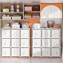 9 Cube Closet Organizers and Storage with Beautiful Printed Cube Storage Organizer Drawers + Labels,9 Cube Storage Shelf, Toy Cubby Storage Organizer, Cube Organizer