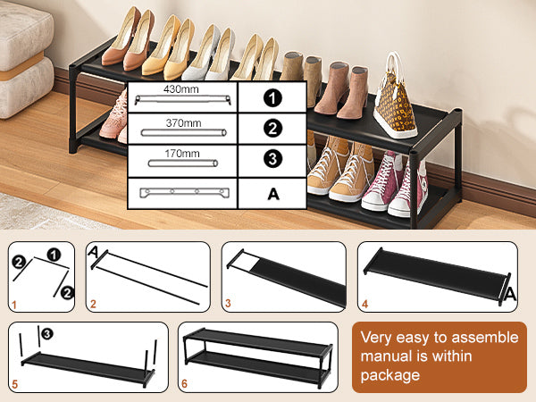 LUKYTOWER Long Shoe Rack Organizer 2 Tier Shoes Rack Storage Organizer for Closet Entryway Short Wide Sturdy Shoe Storage Racks Holder Low Shoe Shelf Free Standing Shoe Racks Garage12-13Pairs