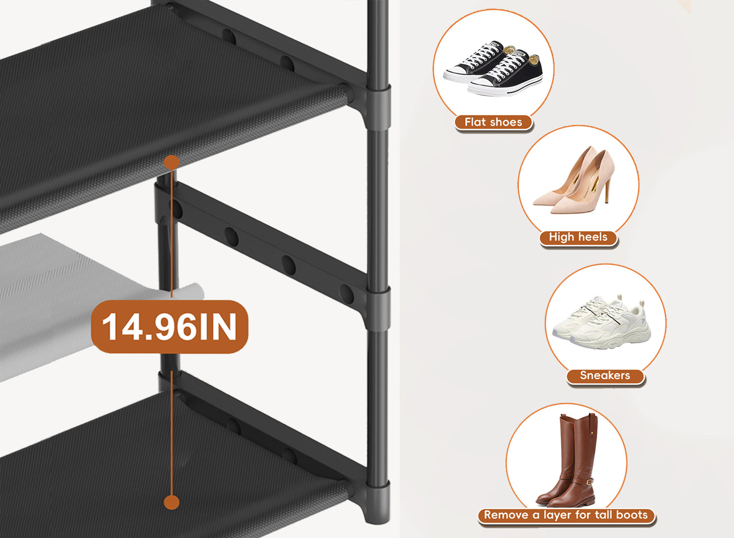 Extra Long Shoe Rack 6 Tier Shoe Storage Organizer with 2 Hooks, Wide Stackable Shoe Organizer Racks for Closet Entryway,Shoe Shelf Stand Sturdy Durable Shoes Holder Up to 39Pairs, Black
