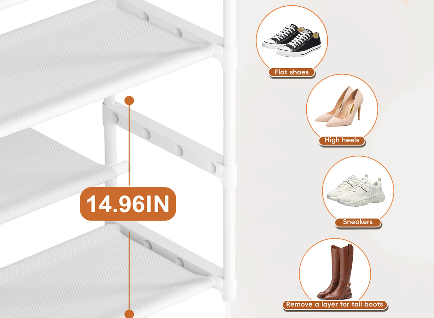 Extra Long Shoe Rack 6 Tier Shoe Storage Organizer with 2 Hooks, Wide Stackable Shoe Organizer Racks for Closet Entryway,Shoe Shelf Stand Sturdy Durable Shoes Holder Up to 39Pairs, White