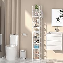 LUKYTOWER Tall Shoe Rack Narrow 10Tier Shoe Racks Organizer for Closet 10-15Pairs, Storage Rack for Shoes with 5Hooks, Sturdy Metal Shoe Shelf, Vertical Skinny Shoe Stand for Small Space