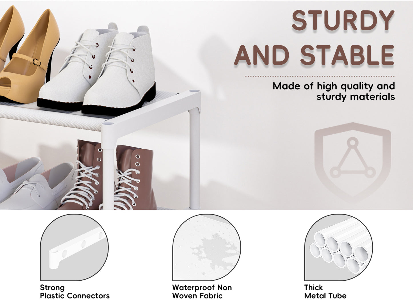 Extra Long Shoe Rack 6 Tier Shoe Storage Organizer with 2 Hooks, Wide Stackable Shoe Organizer Racks for Closet Entryway,Shoe Shelf Stand Sturdy Durable Shoes Holder Up to 39Pairs, White
