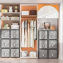 LUKYTOWER 6 Drawer Dresser, Fabric Storage Chest Cube Organizer,Drawer Clothes Organizer - 6 Drawers Storage Organizer Unit for Closet, Closet Dresser for Dorm, Bedroom, Hallway