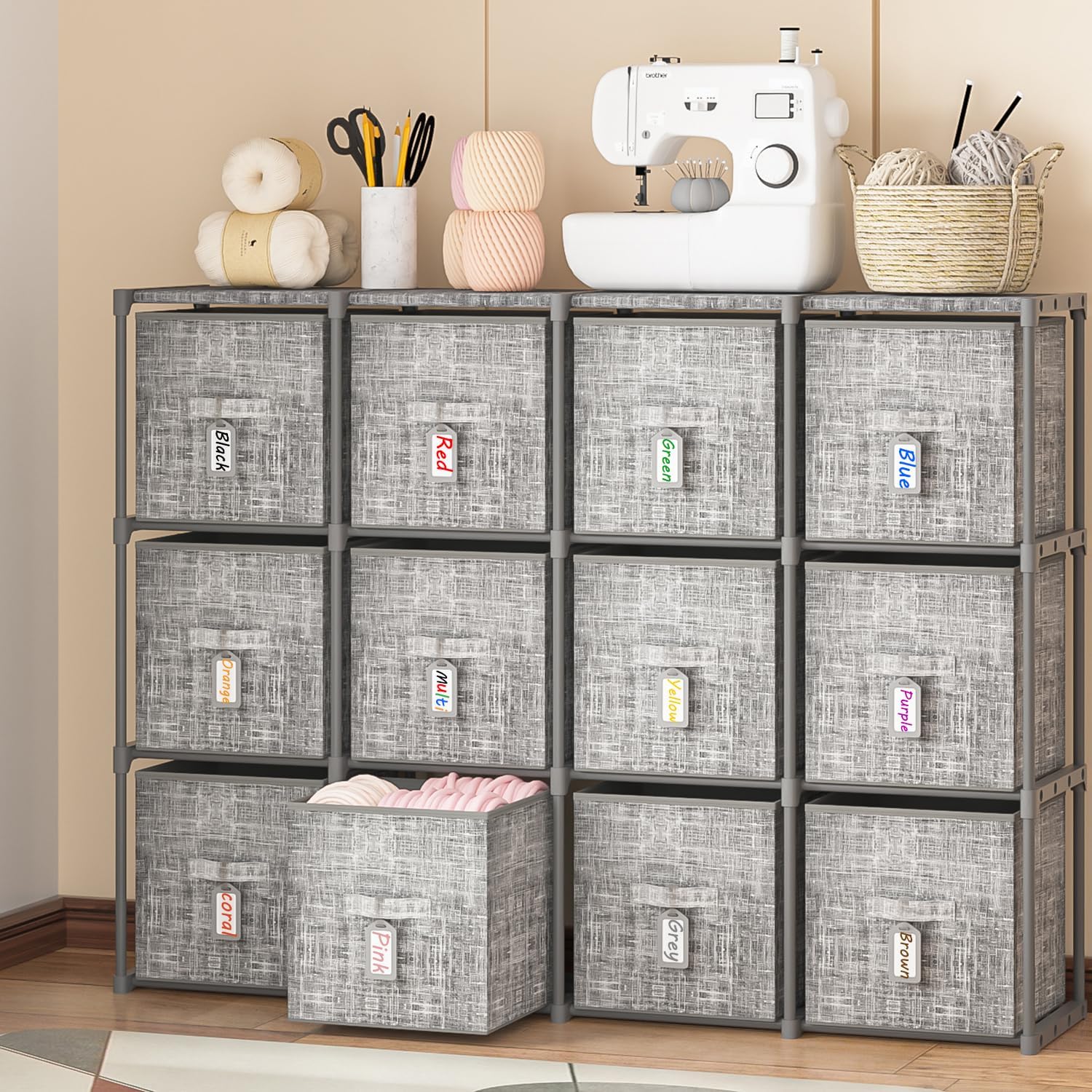 LUKYTOWER 6 Drawer Dresser, Fabric Storage Chest Cube Organizer,Drawer
