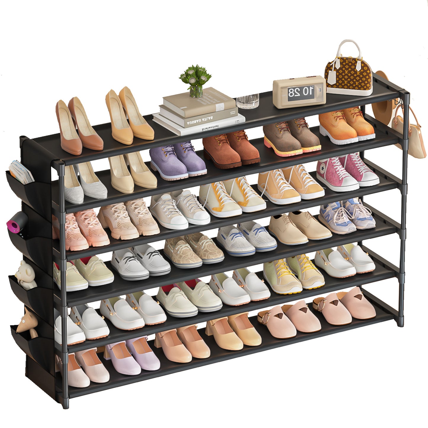 Shoe Rack Long 6 Tier Stackable Shoe Storage Organizer Rack for Closet Entryway Garage Sturdy Shoe Shelf Durable Shoes Rack Stand