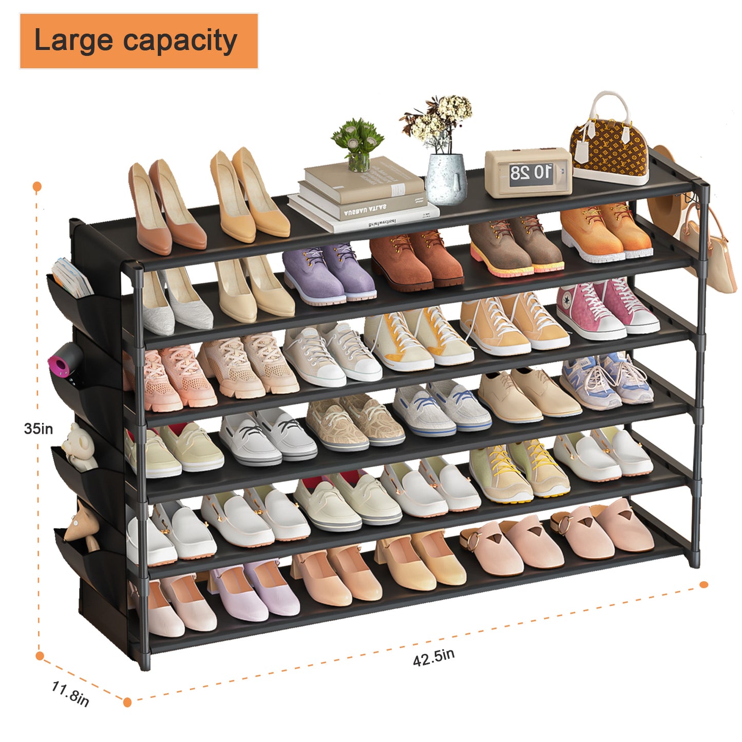 Shoe Rack Long 6 Tier Stackable Shoe Storage Organizer Rack for Closet Entryway Garage Sturdy Shoe Shelf Durable Shoes Rack Stand