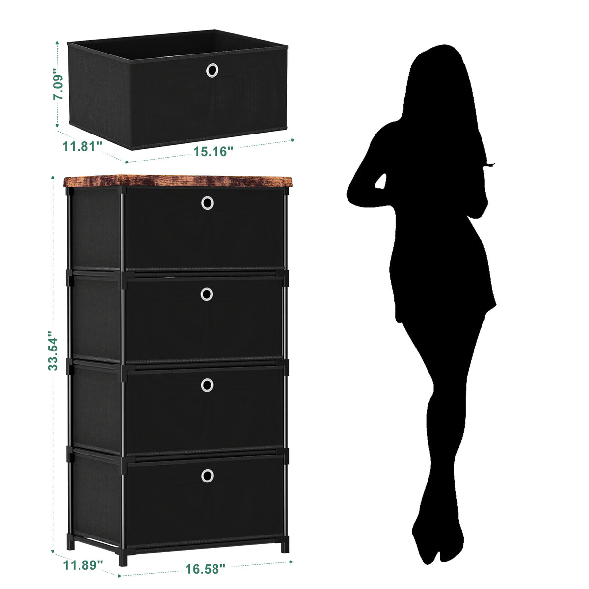 LUKYTOWER Fabric Storage Drawers Dresser and Chest of Drawers, Small Dresser with Drawers Unit, Sturdy 4 Drawers Dressers for Closet, Fabric Storage Bin Organizer, Closet Organizers and Storage
