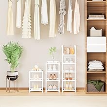 LUKYTOWER Tall Shoe Rack Narrow 10Tier Shoe Racks Organizer for Closet 10-15Pairs, Storage Rack for Shoes with 5Hooks, Sturdy Metal Shoe Shelf, Vertical Skinny Shoe Stand for Small Space