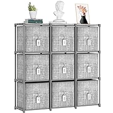 LUKYTOWER 9 Cube Closet Organizers and Storage with Beautiful Printed Cube Storage Organizer Drawers + Labels,9 Cube Storage Shelf, Toy Cubby Storage Organizer, Cube Organizer