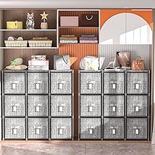 LUKYTOWER 9 Cube Closet Organizers and Storage with Beautiful Printed Cube Storage Organizer Drawers + Labels,9 Cube Storage Shelf, Toy Cubby Storage Organizer, Cube Organizer